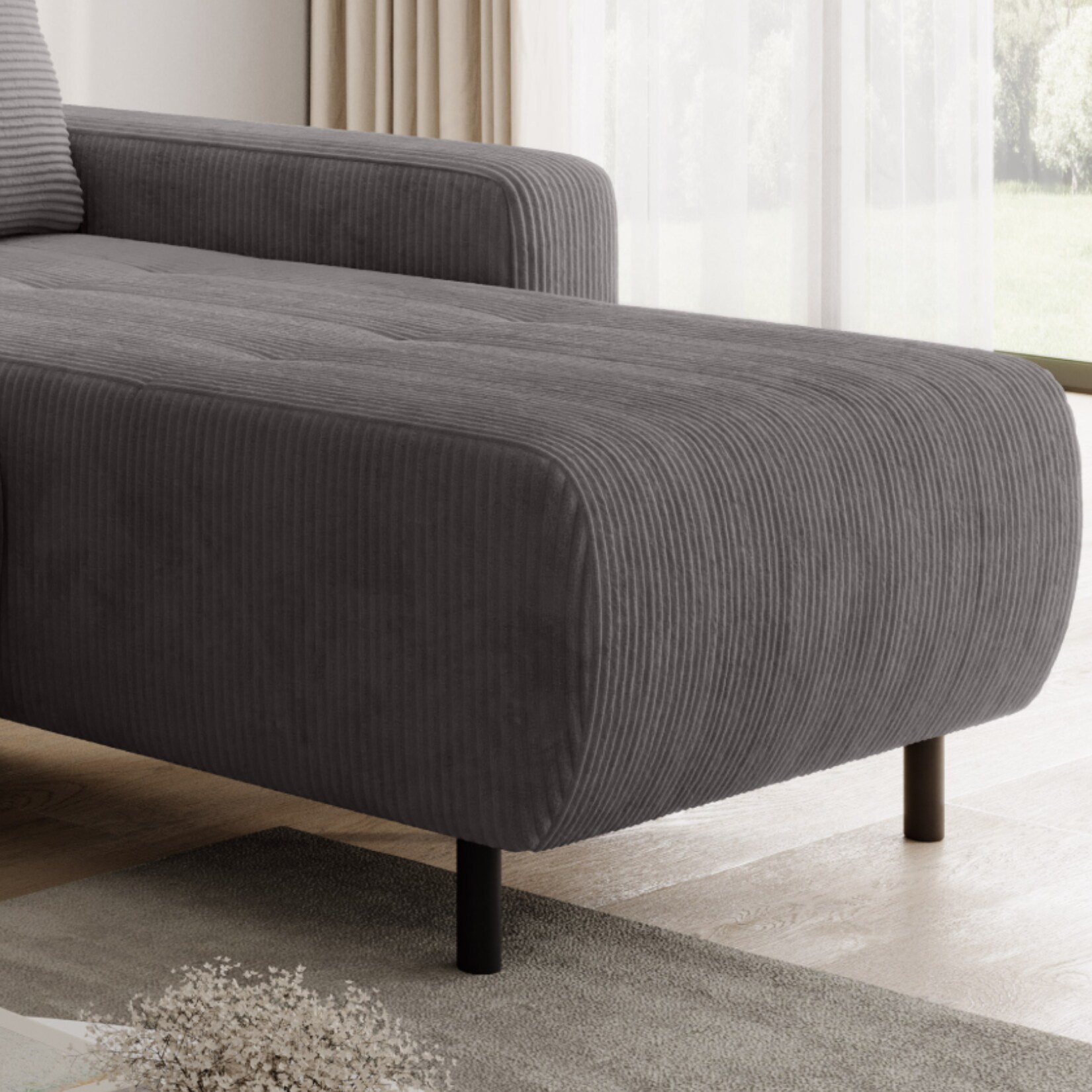 Wohnlandschaft Ecksofa RIMINI Cord Grau