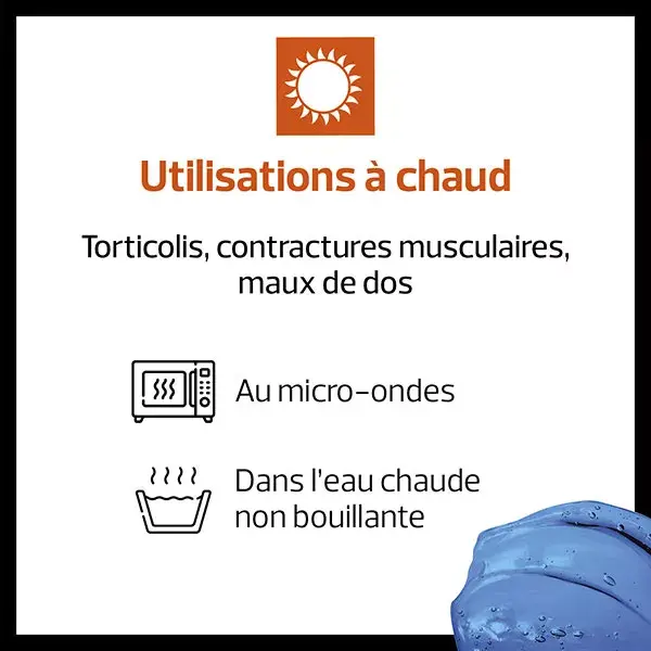 Almofada de gel térmico Actipoche para contraturas dos músculos cervicais e trapézios.