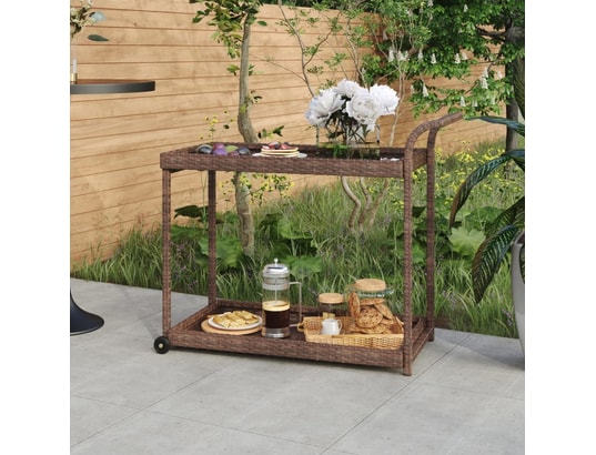 VIDAXL - Chariot de bar marron 100x45x83 cm résine tressée