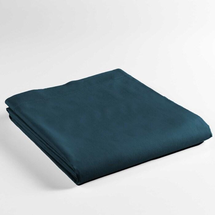 DRAP PLAT 180X290CM UNI 57 FILS LINA BLEU
