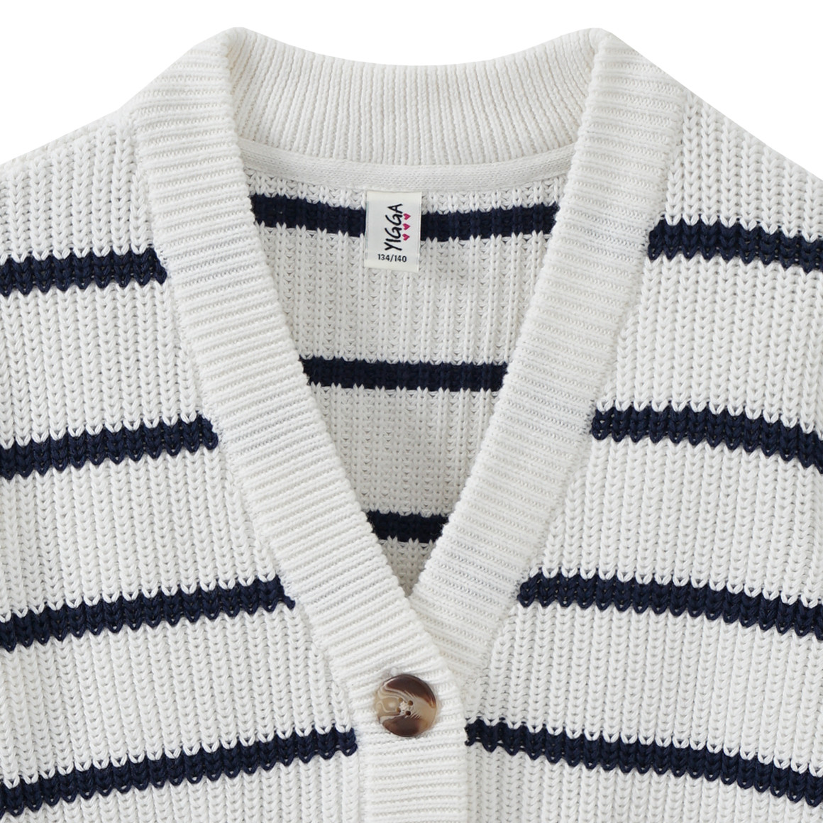 Yigga Mädchen Strickjacke aus Bio-Baumwolle weiss / dunkelblau