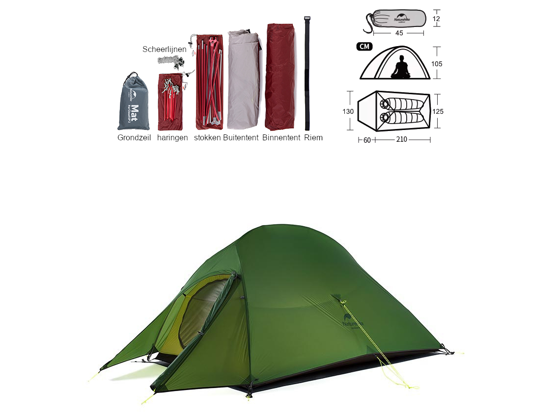 Naturehike Cloud Up 2 Upgraded 2 persoons tent - White