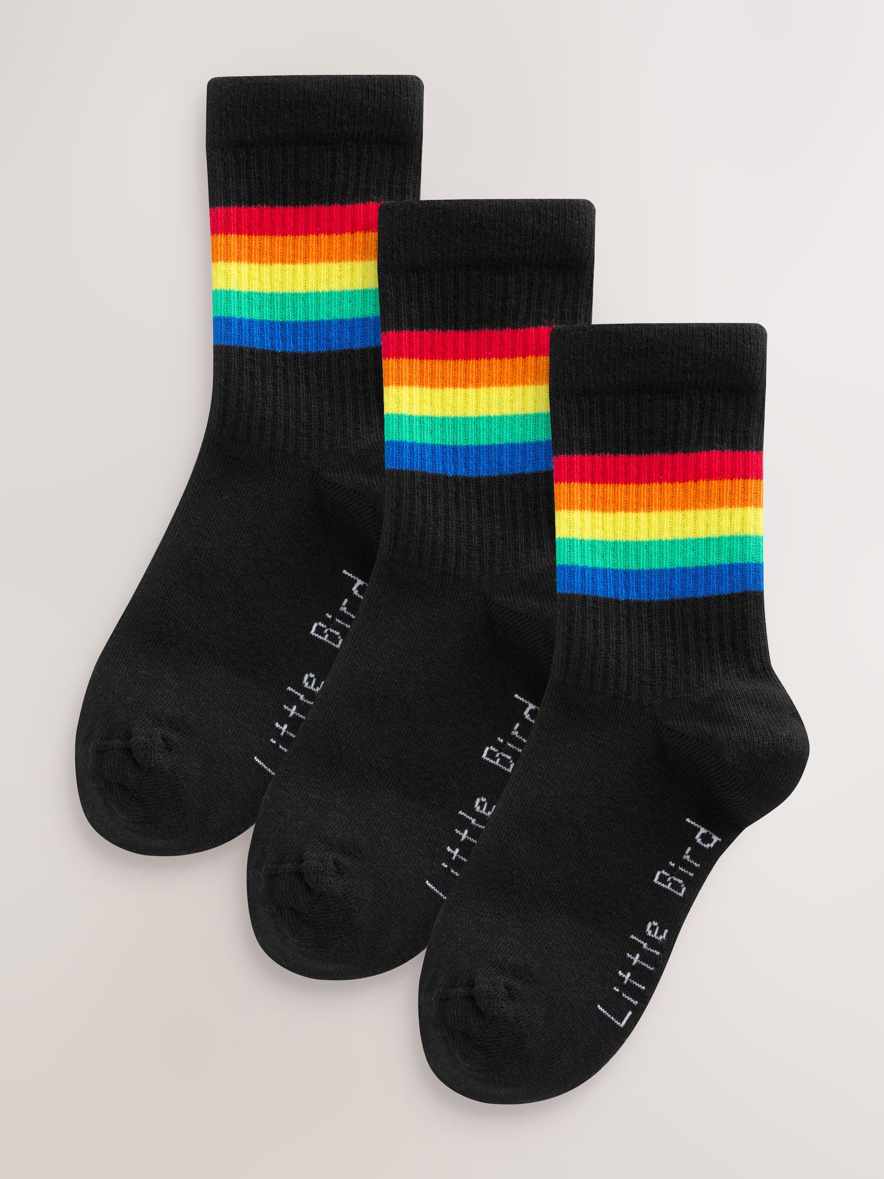 Felle regenboogkleuren - Little Bird by Jools Oliver set van 3 paar tubesokken met strepen