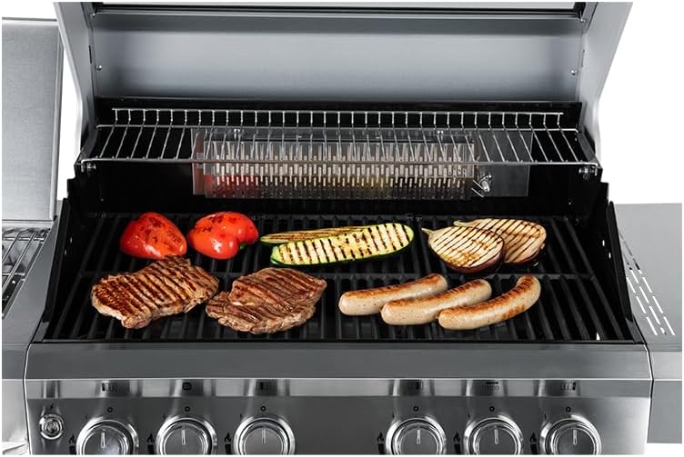 CHEF CUISINE BBQ Gasgrill – Outdoor Gasgrill 4 Brenner mit Seitenbrenner und Infrarot aus rostfreiem Edelstahl, 20,7 kW, 3-teilige Grillfläche, Grillhaube mit Sichtfenster und Thermometer, Grillwagen