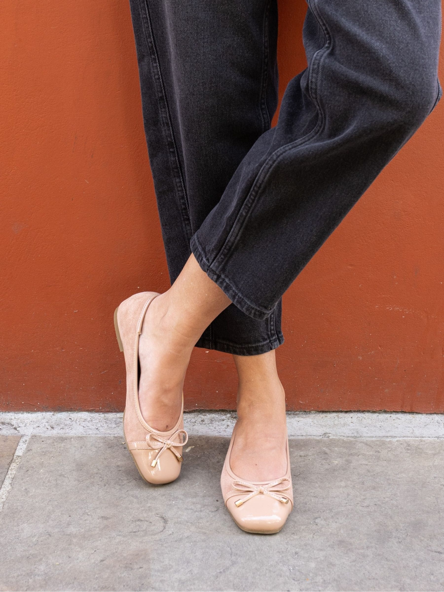 Licht beige - Novo CAPRICORN Soft Sqaure Toe Cap Bow Ballerinas
