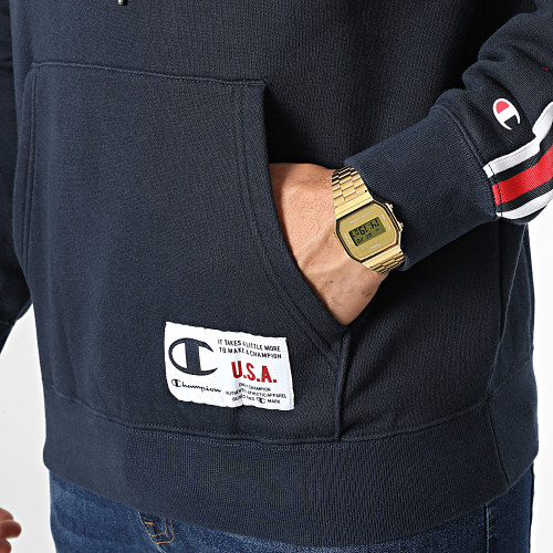 Sweat Capuche A Bandes 217842 Bleu Marine