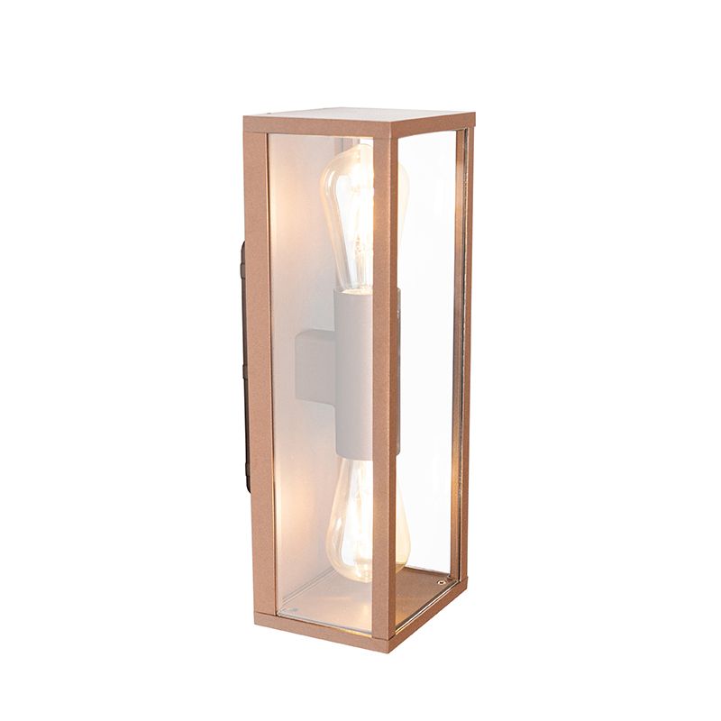 Industriële wandlamp roestbruin 38 cm 2-lichts IP44 - Charlois