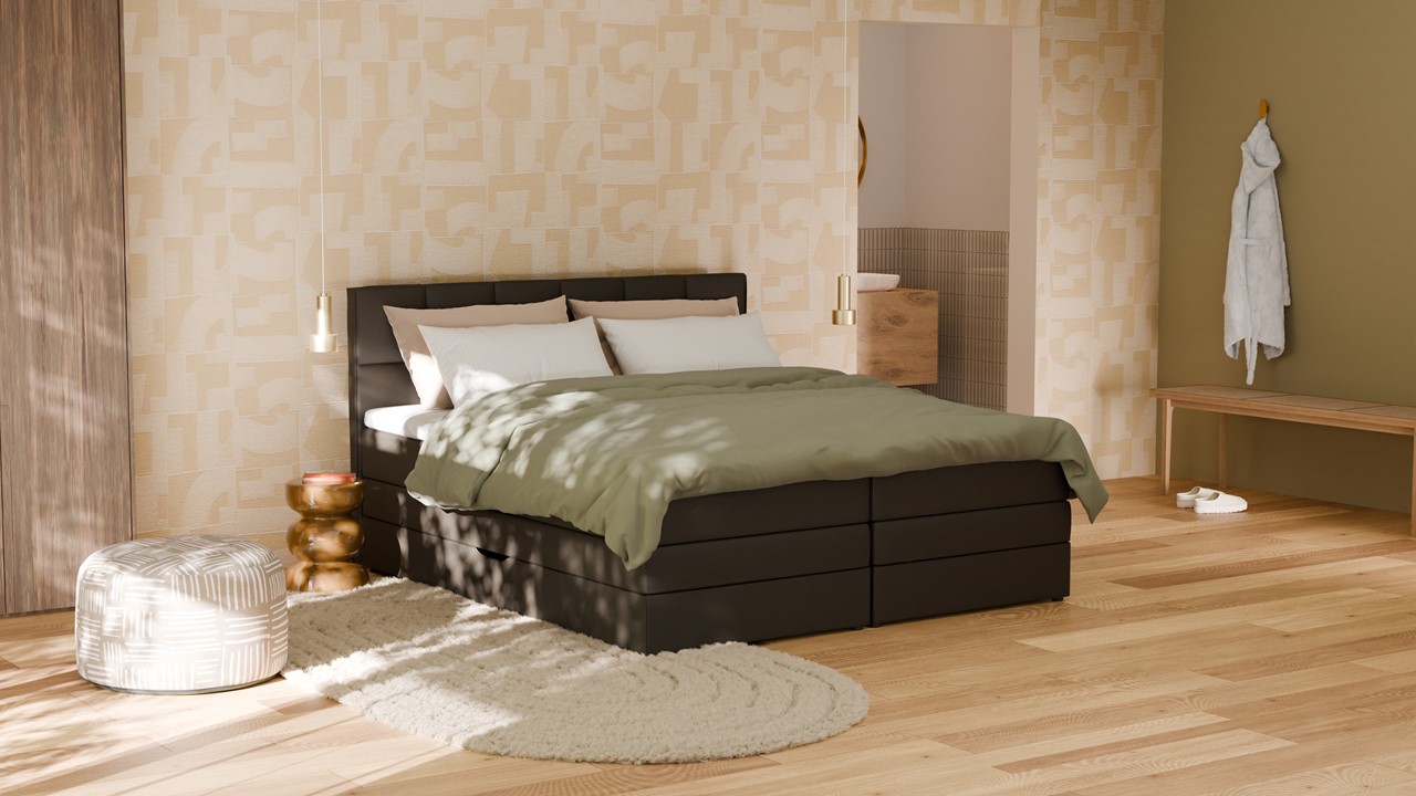 Opbergboxspring Jade - Matte leather onyx