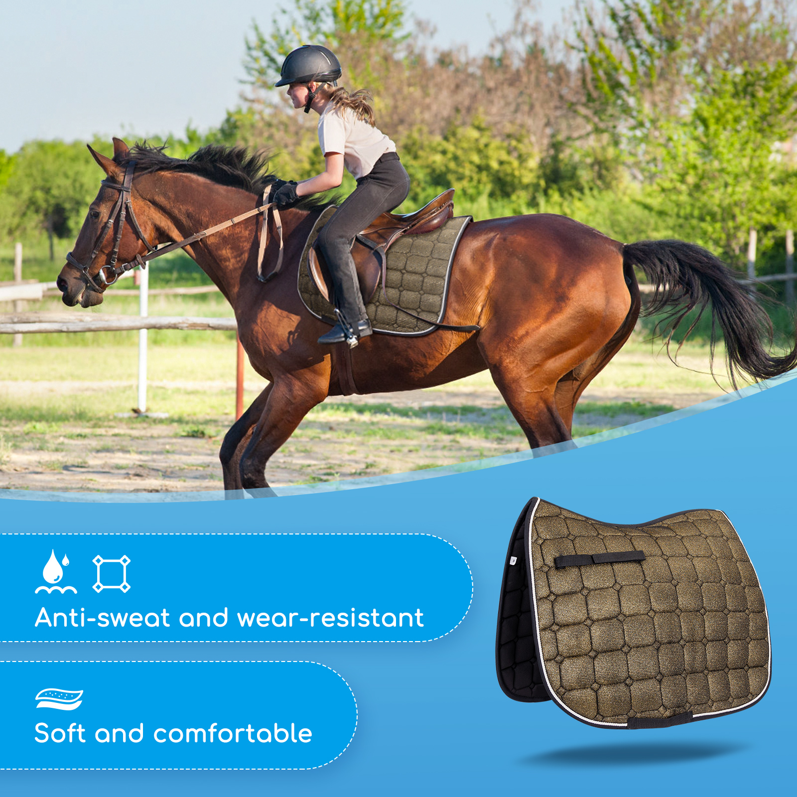 Nobleza - Protetor de Sela para Cavalo, Ideal para Salto, Protetores de Sela de Algodão, Correias de Posicionamento com Fecho (Preto)