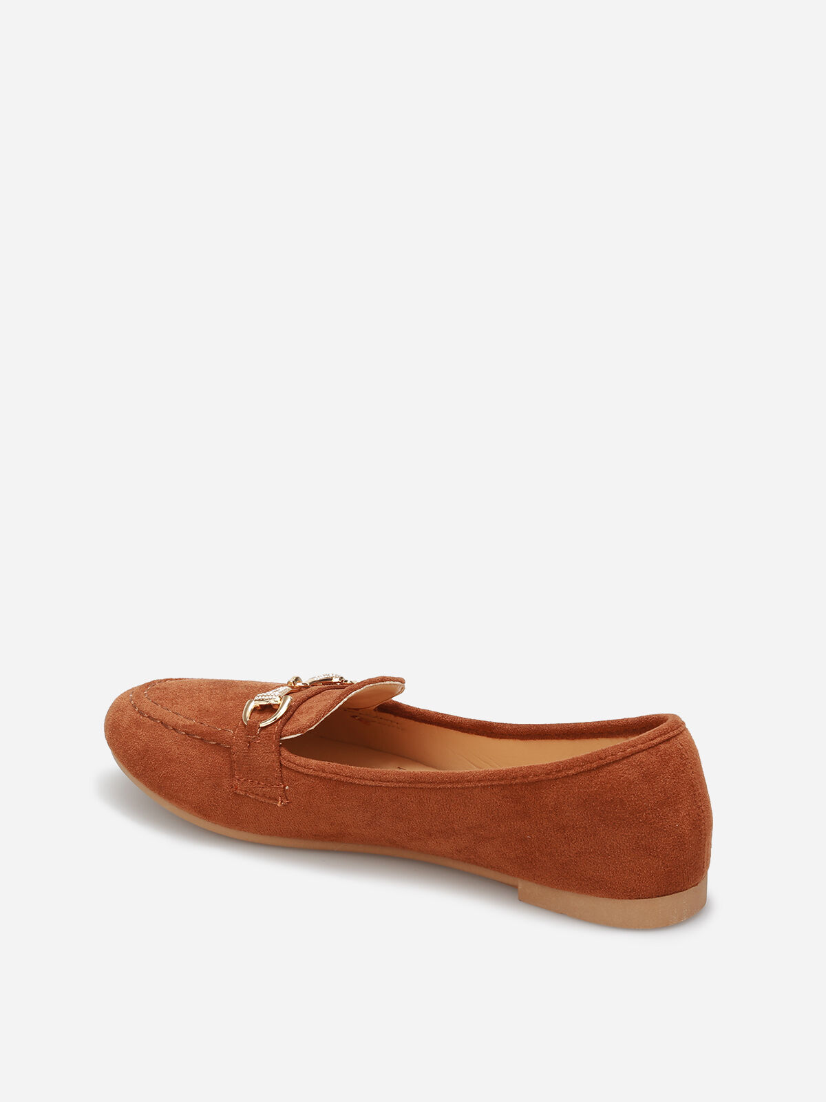 Mocassins à boucle en strass grandes tailles- Marron