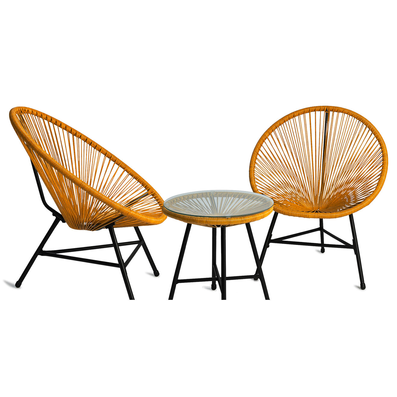 Inkazen Salon de jardin filaire Havana 2 fauteuils et 1 table  caramel