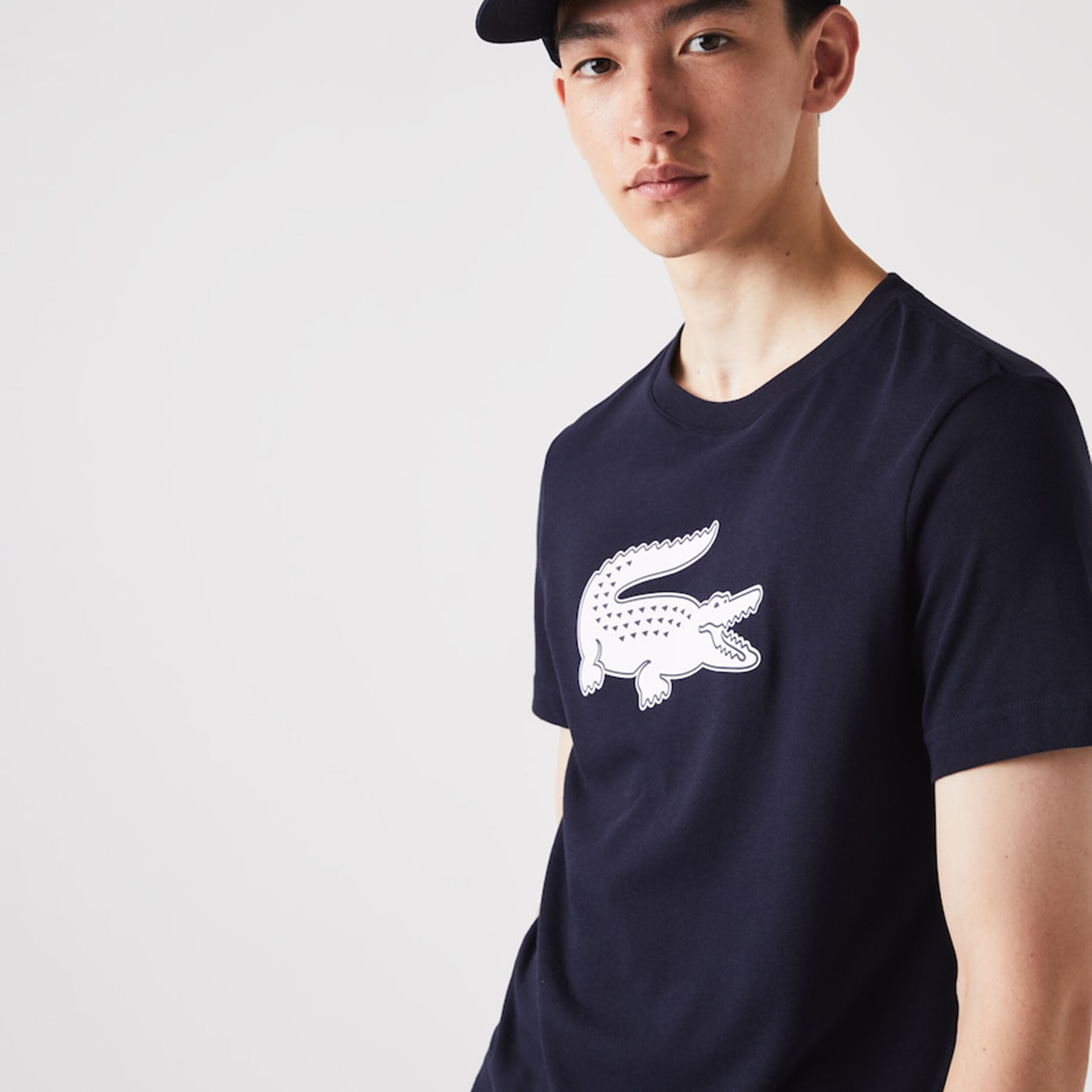 Lacoste T-shirt Hommes - Bleu Foncé , Blanc