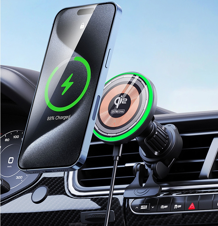 (15W) MagSafe Auto KFZ Halterung für Lüftungsgitter Qi2 Wireless Fast Charging Ladestation - Schwarz