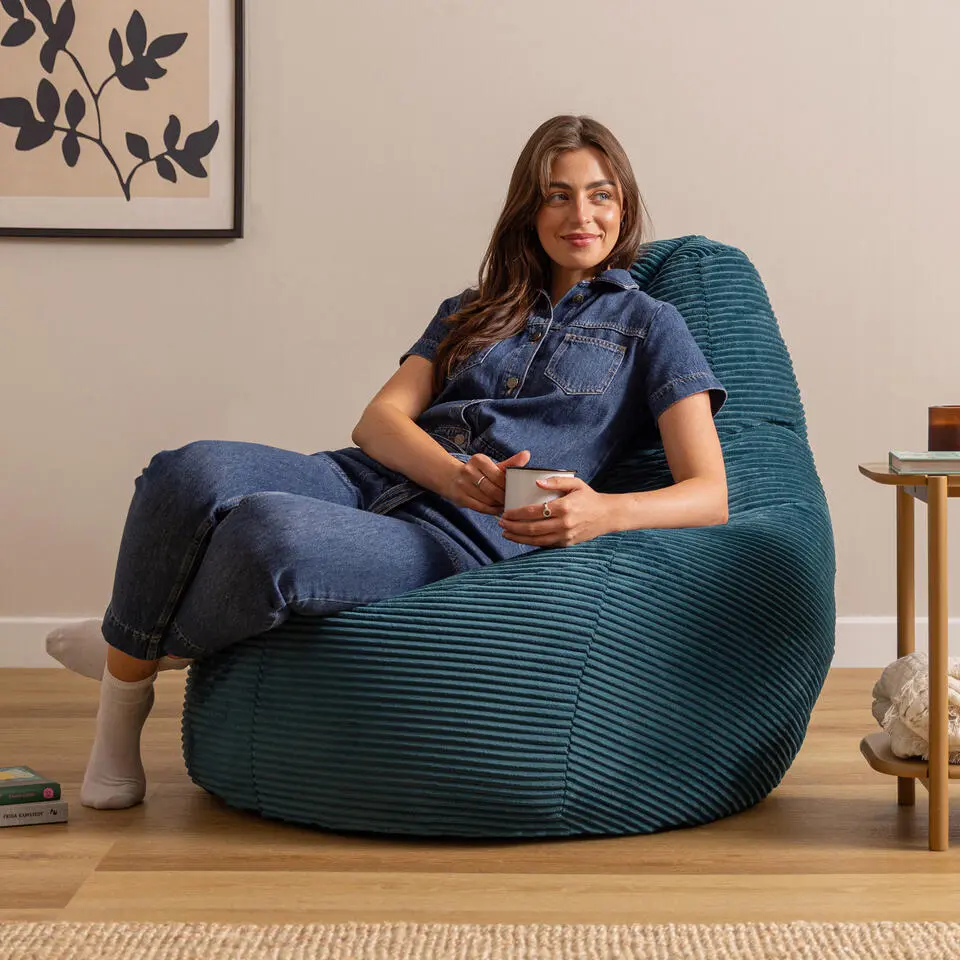 icon - Dalton XL Zitzak Fauteuil - Gaming - Ribfluweel - Blauwgroen