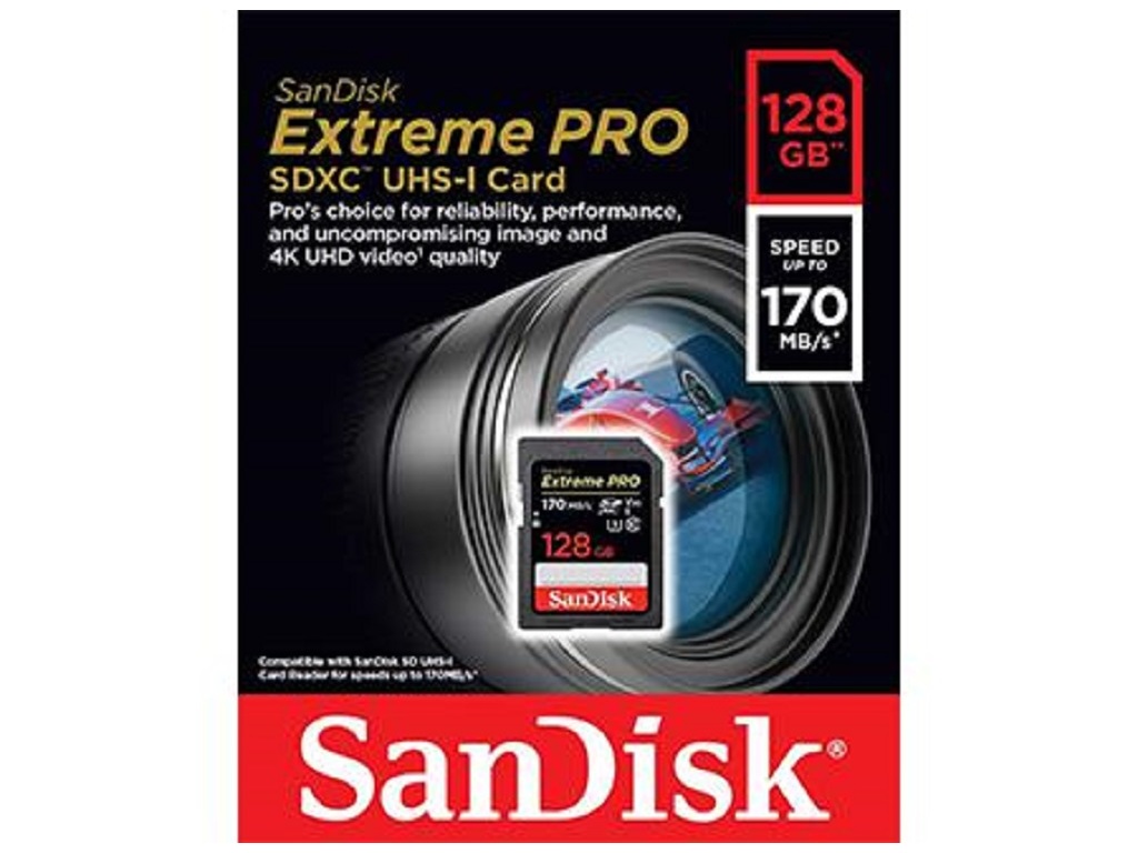 CARTÃO PRO SDXC SANDISK 128GB 170MB SEG V30 UHS-I