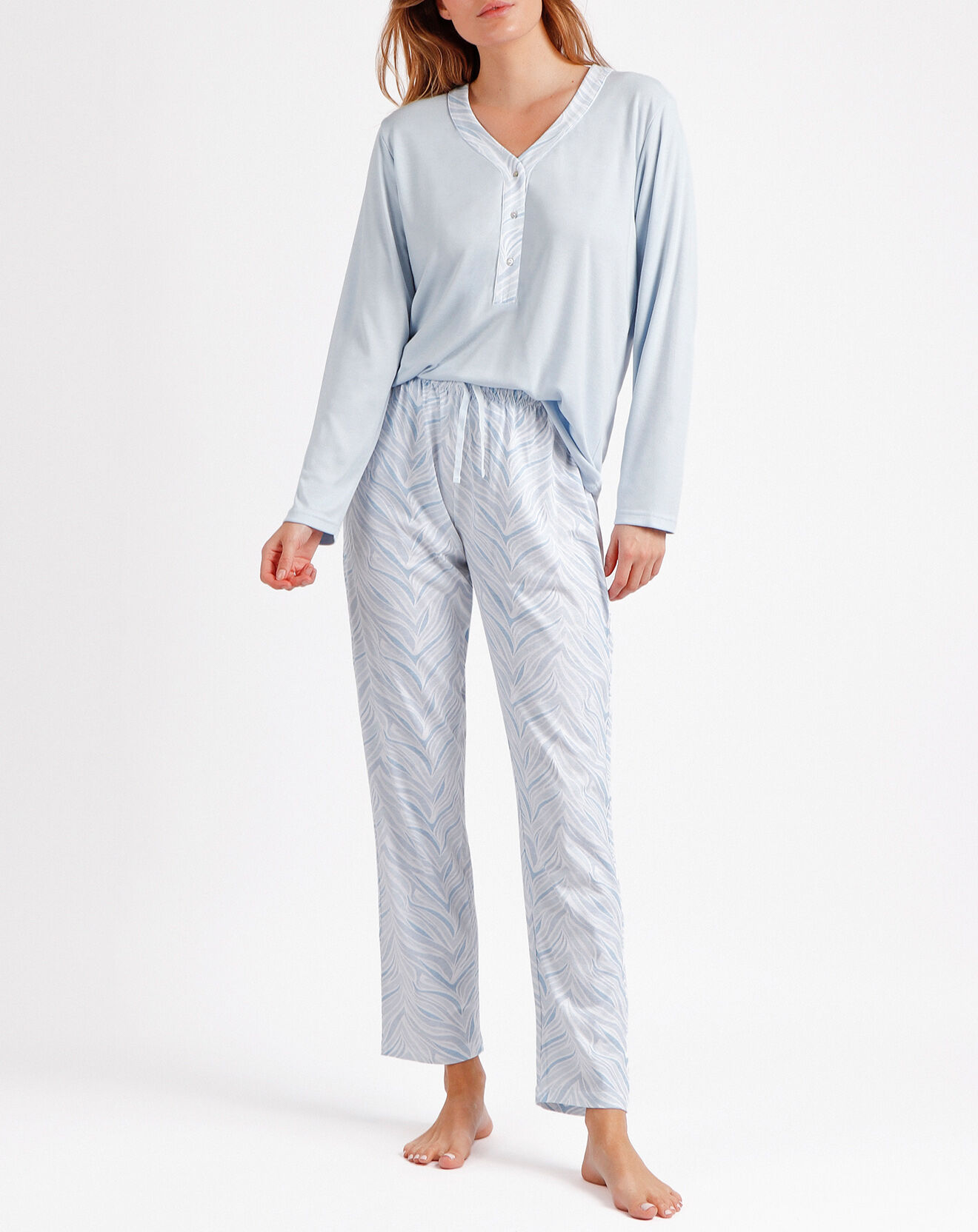 Admas Classic Pyjama Haut à manches longues & Pantalon Aria bleu ciel