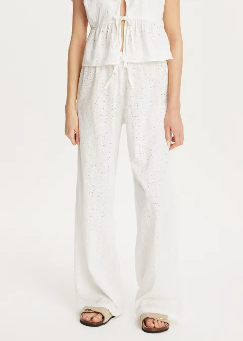 Broek met broderie wit (WIT)