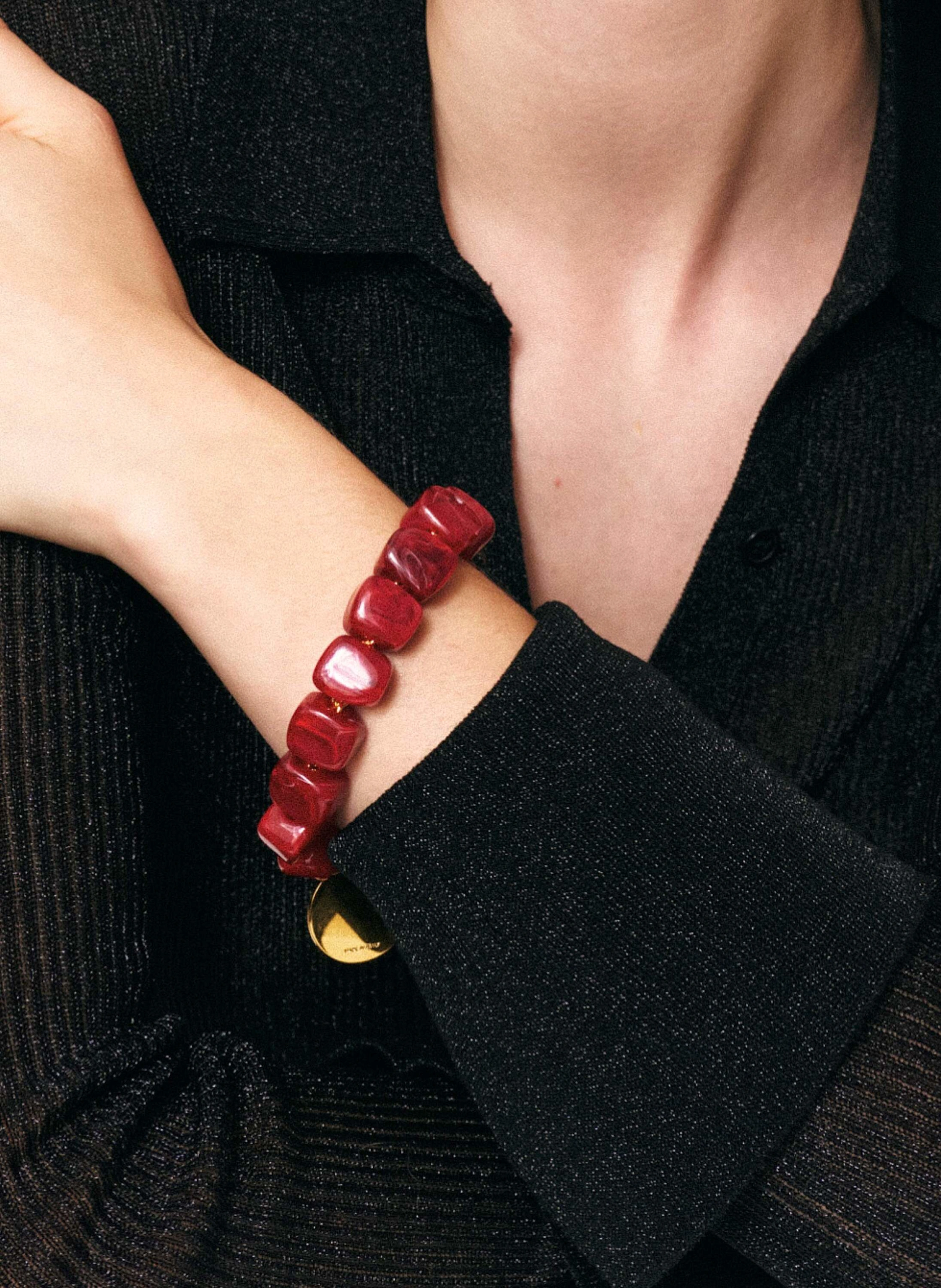 VANESSA BARONI Armband MINI ORGANIC SHAPED BRACELET RED MARBLE by GLAMBOU