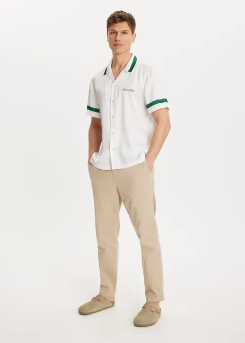 Satijnen overhemd resort off-white (WIT.O)