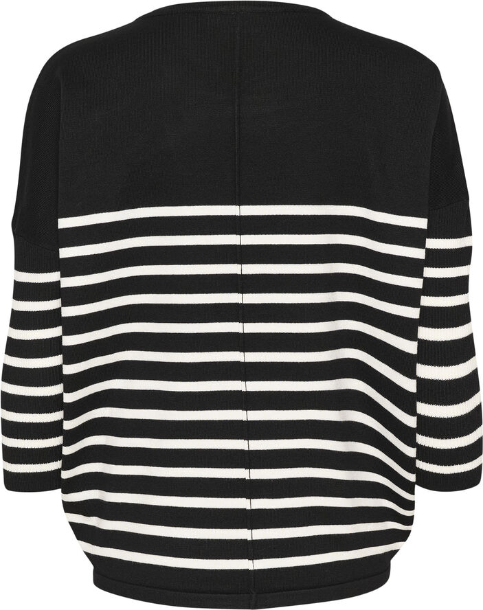 Saint Tropez MilaSZ R-neck St. Pullover Black mila stripe