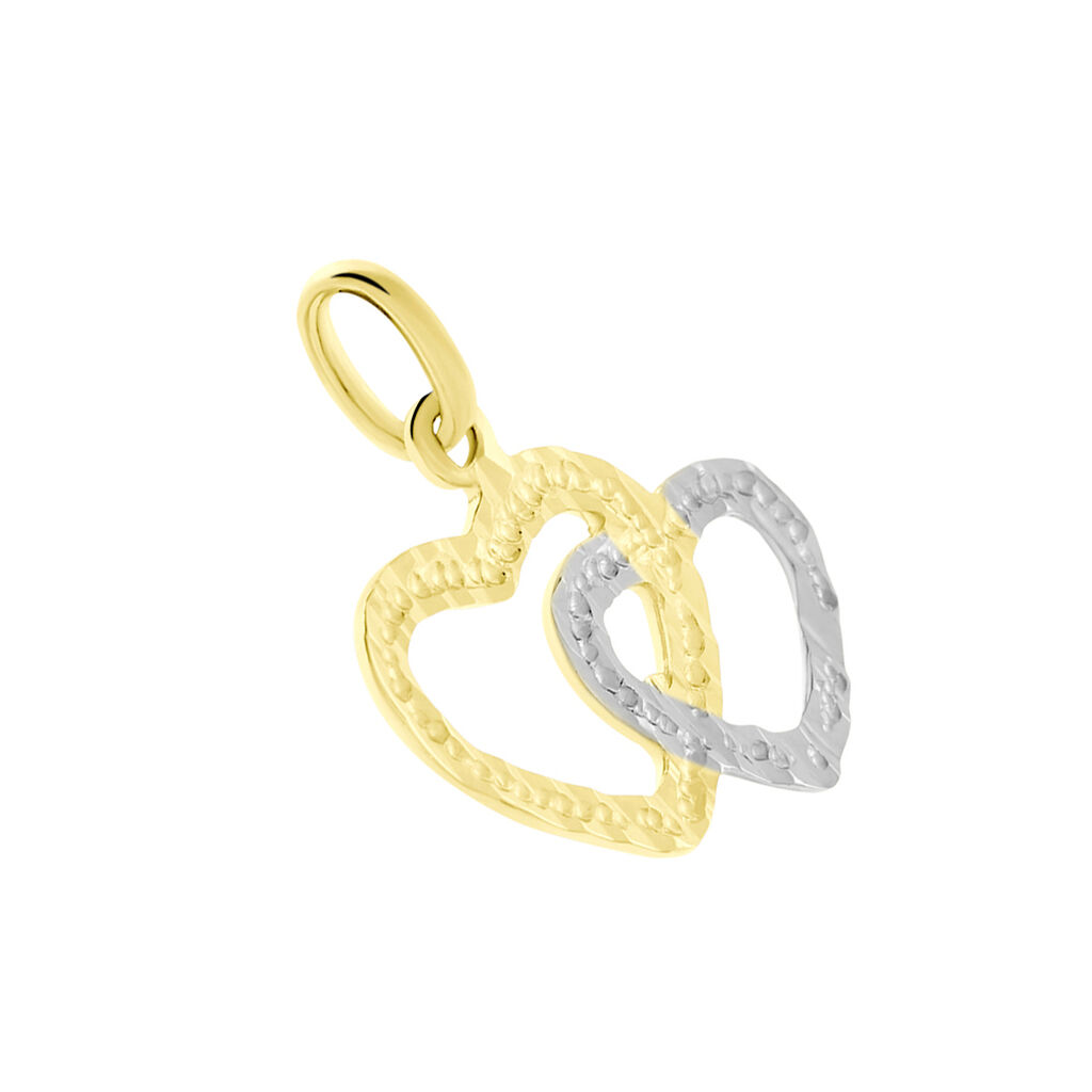Pendentif Eudocie Coeurs Ciseles Or Bicolore