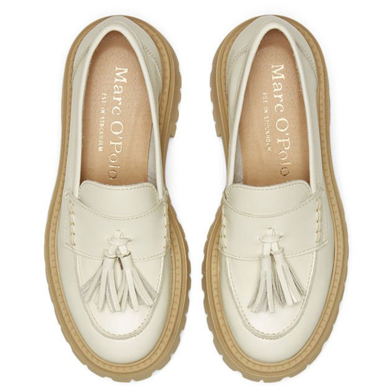 Marc O'Polo Mocassins en Cuir à Talon Alma écrus