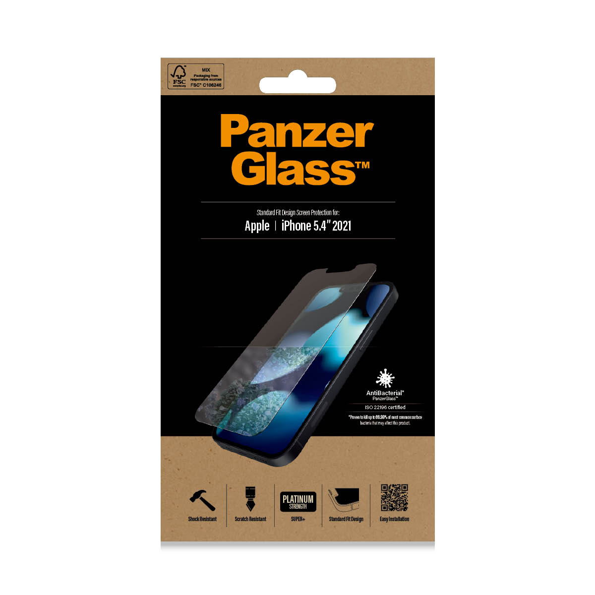 iPhone 13 Mini Antibakterielle Panzer Glas Displayschutz Case Friendly (2741)
