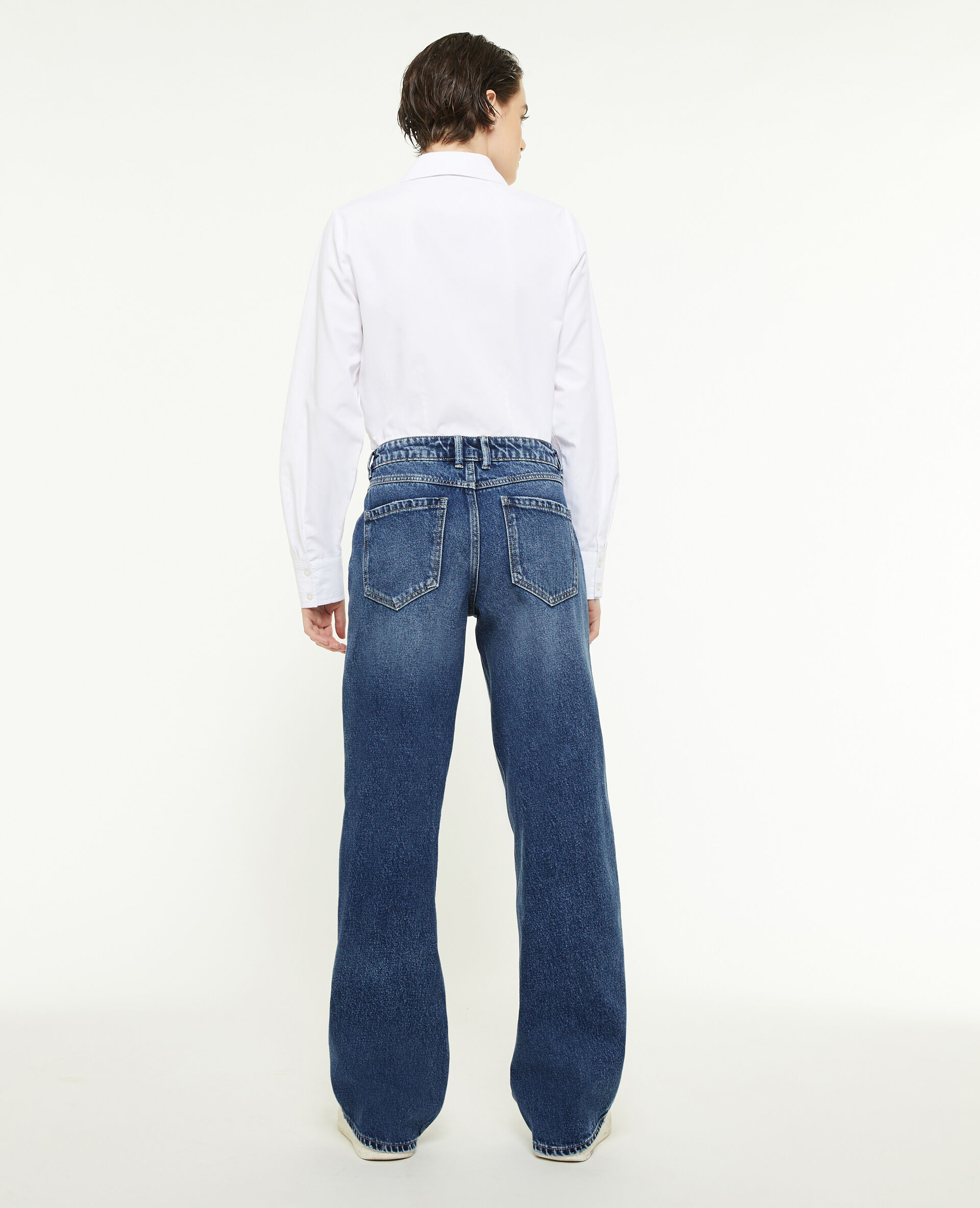 Jean wide taille haute - Bleu