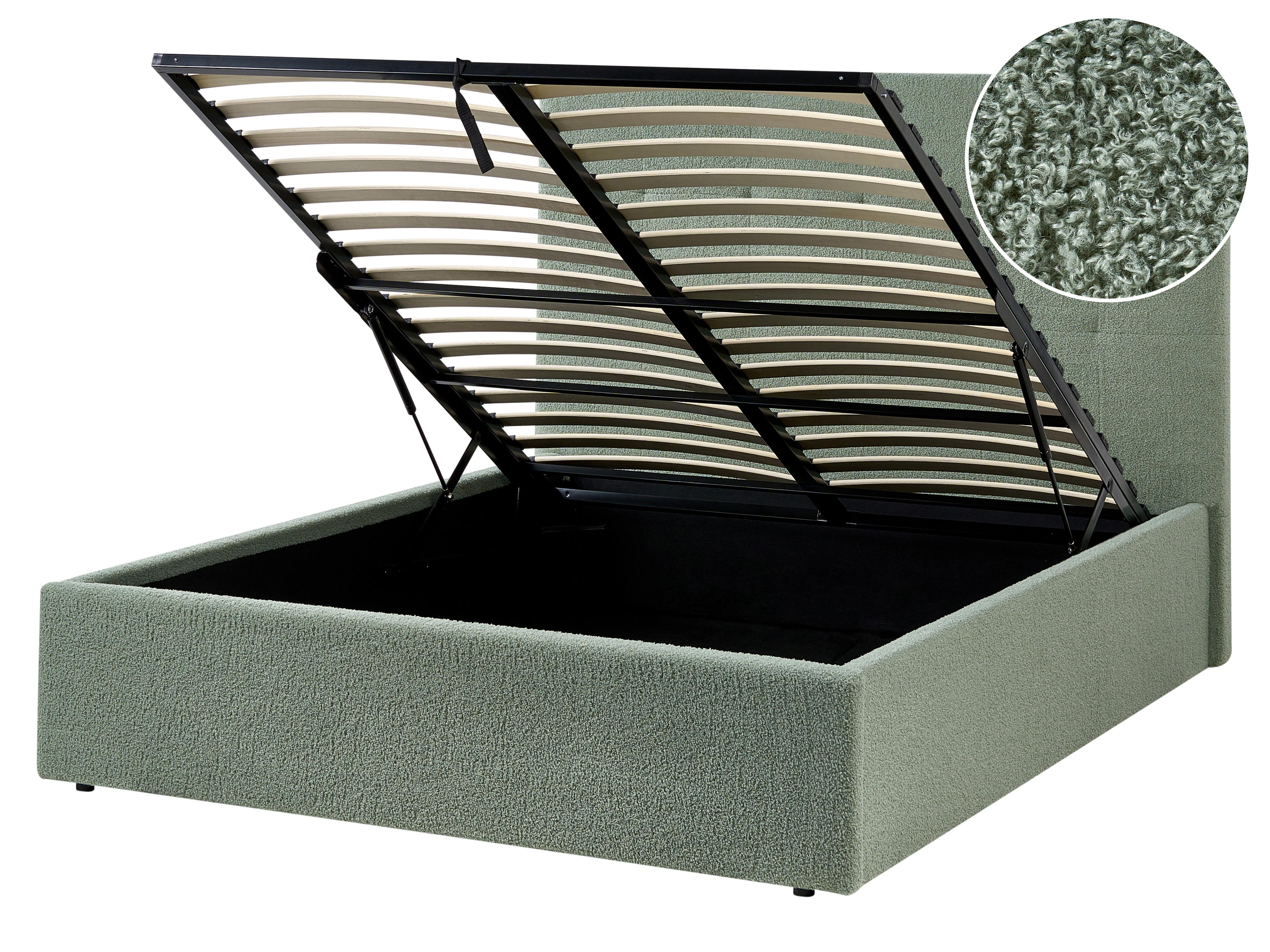 Bed met opbergruimte Bouclé LORIENT 140 x 200 cm Groen