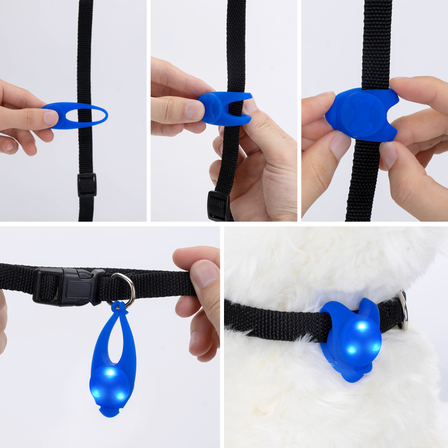 Luz de LED para coleira de cachorro Nobleza em silicone, à prova d'água, ideal para passeios noturnos, acessório para cães, 3 modos, 8 cm x 3,2 cm (1 unidade)