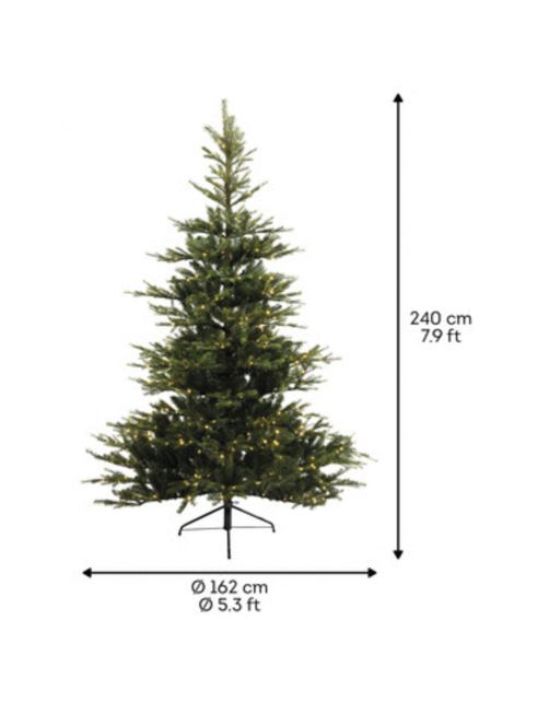 Everlands Kunstkerstboom Grandis Fir - Kerstboom - Groen Warm Wit 700 led