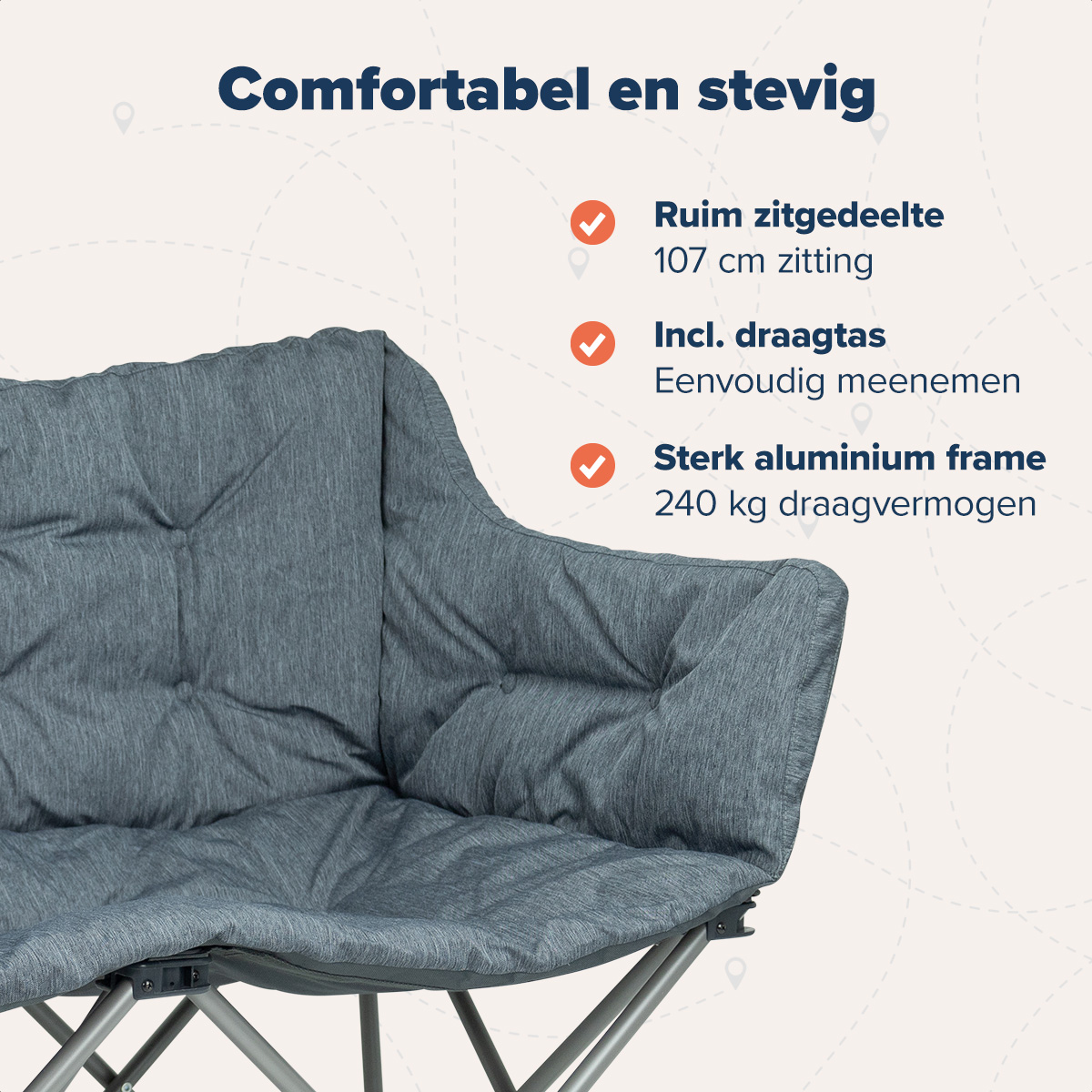 TRVLMORE 2-persoons vouwtoel met draagtas - Grey