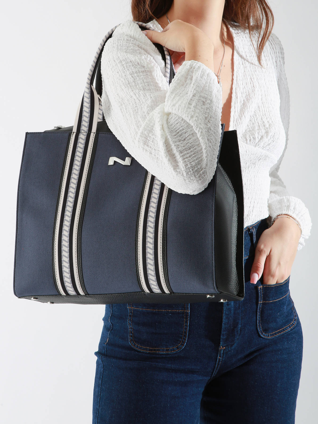 Sac cabas Nina canvas et cuir NATHAN BAUME
