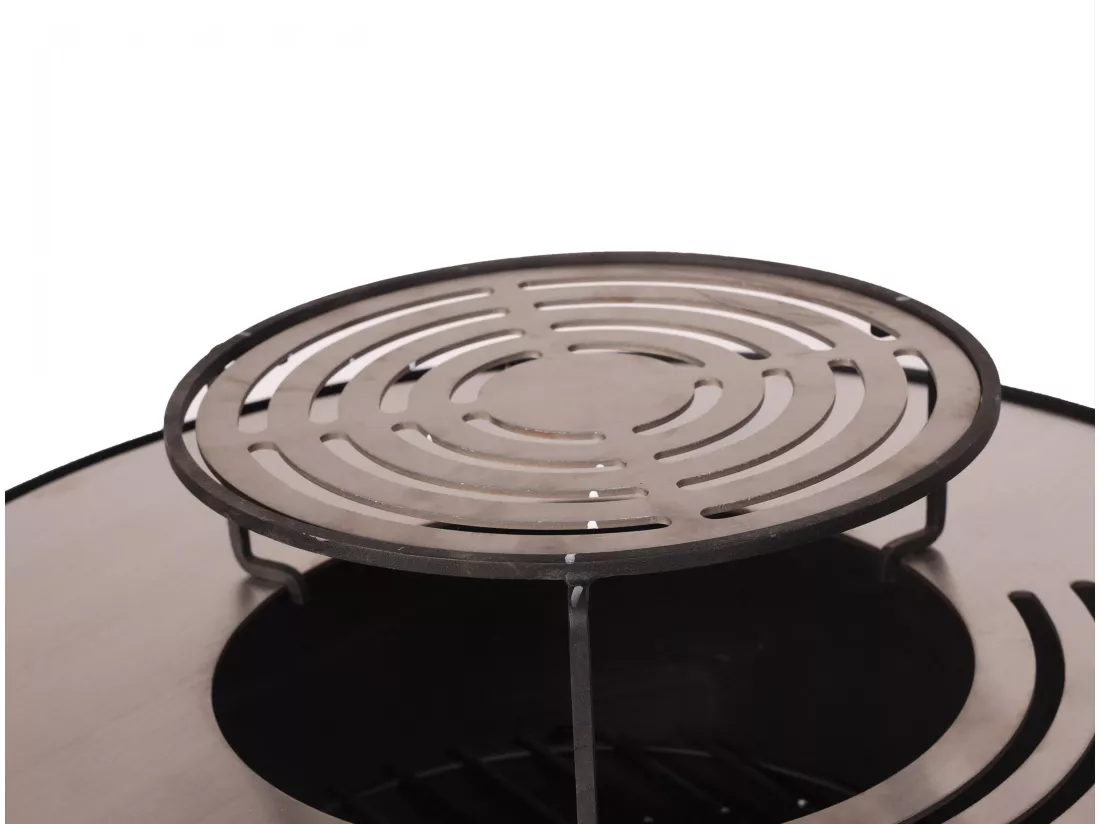 Barbecue rond avec plaque d'acier ronde et grille