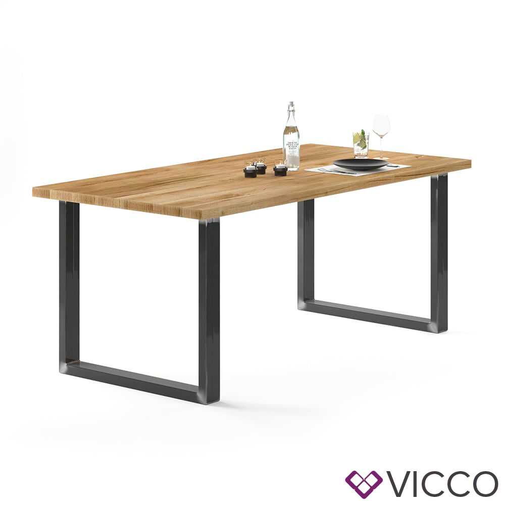 Vicco Tischbeine Loft Tischkufen pulverbeschichtet 2er Set 72x80 cm Schwarz