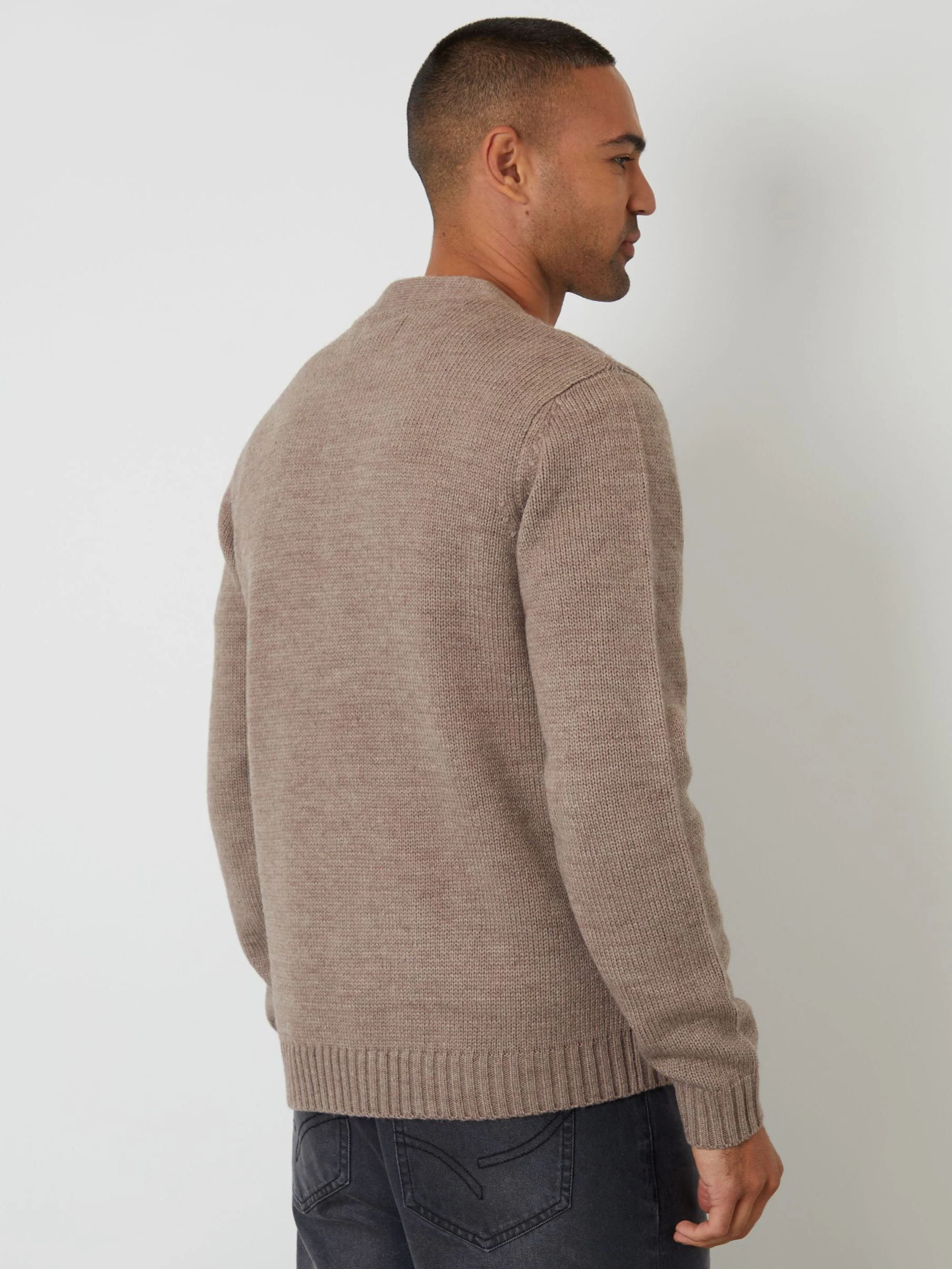 Lichtbruin - Threadbare Knitted V-Neck Cardigan