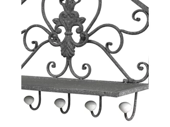 Porte manteaux étagère en métal gris 51 x 38 x 18.5 cm