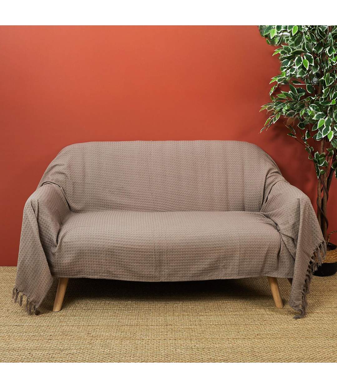 Plaid gaufré - 170 cm x 250 cm - Marron Taupe