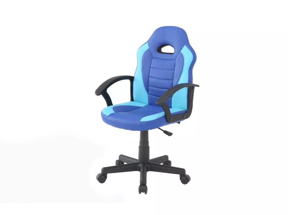 Chaise de jeu Hervey, Fauteuil de jeu pour enfants, Chaise de bureau, 56x55h89/100 cm, Bleu et Bleu clair