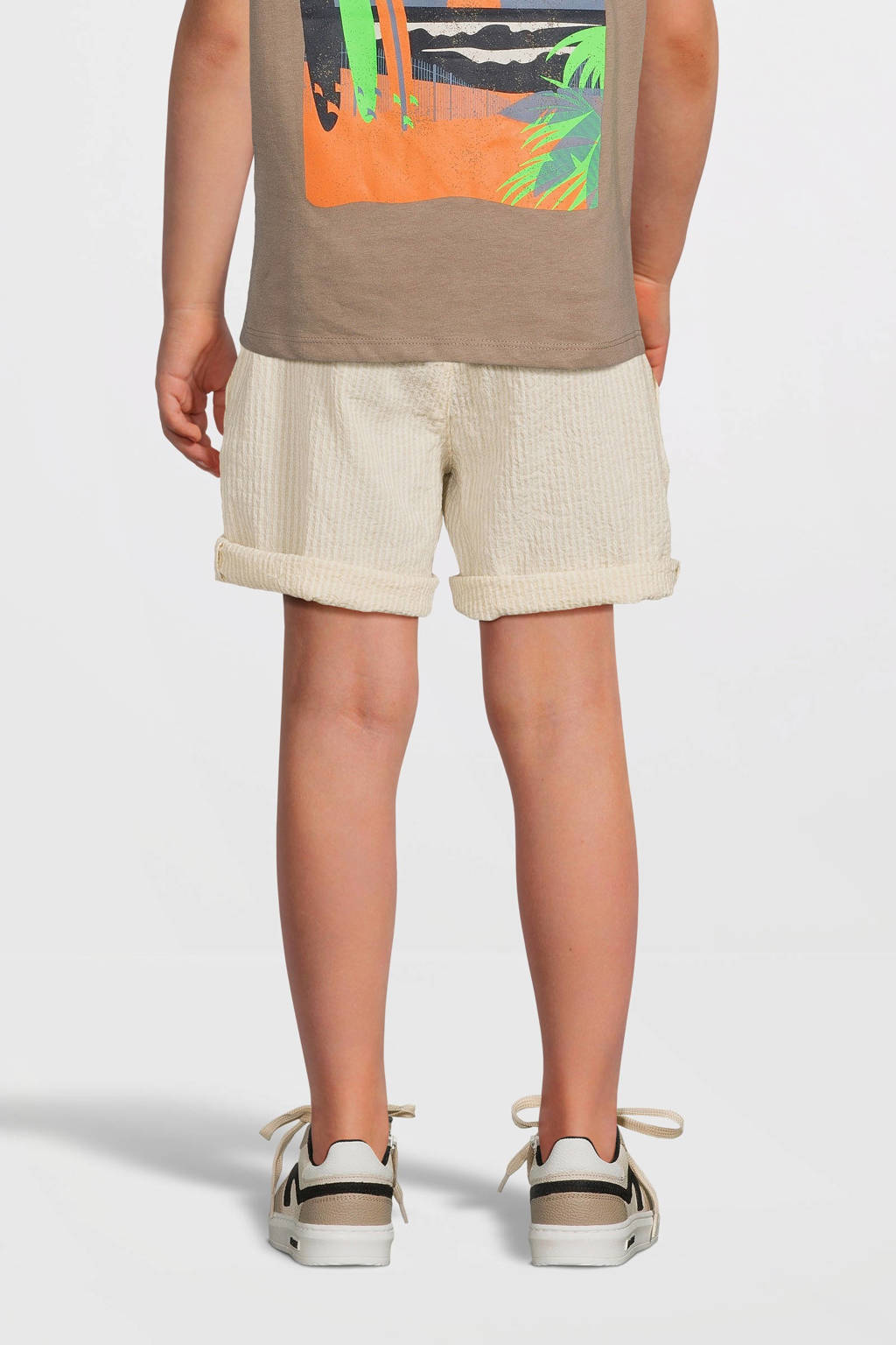 NAME IT gestreepte short NKMFEDENIS beige/ecru