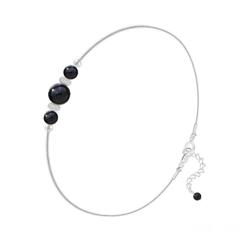 Bracelet en argent 925 et pierres naturelles Onyx