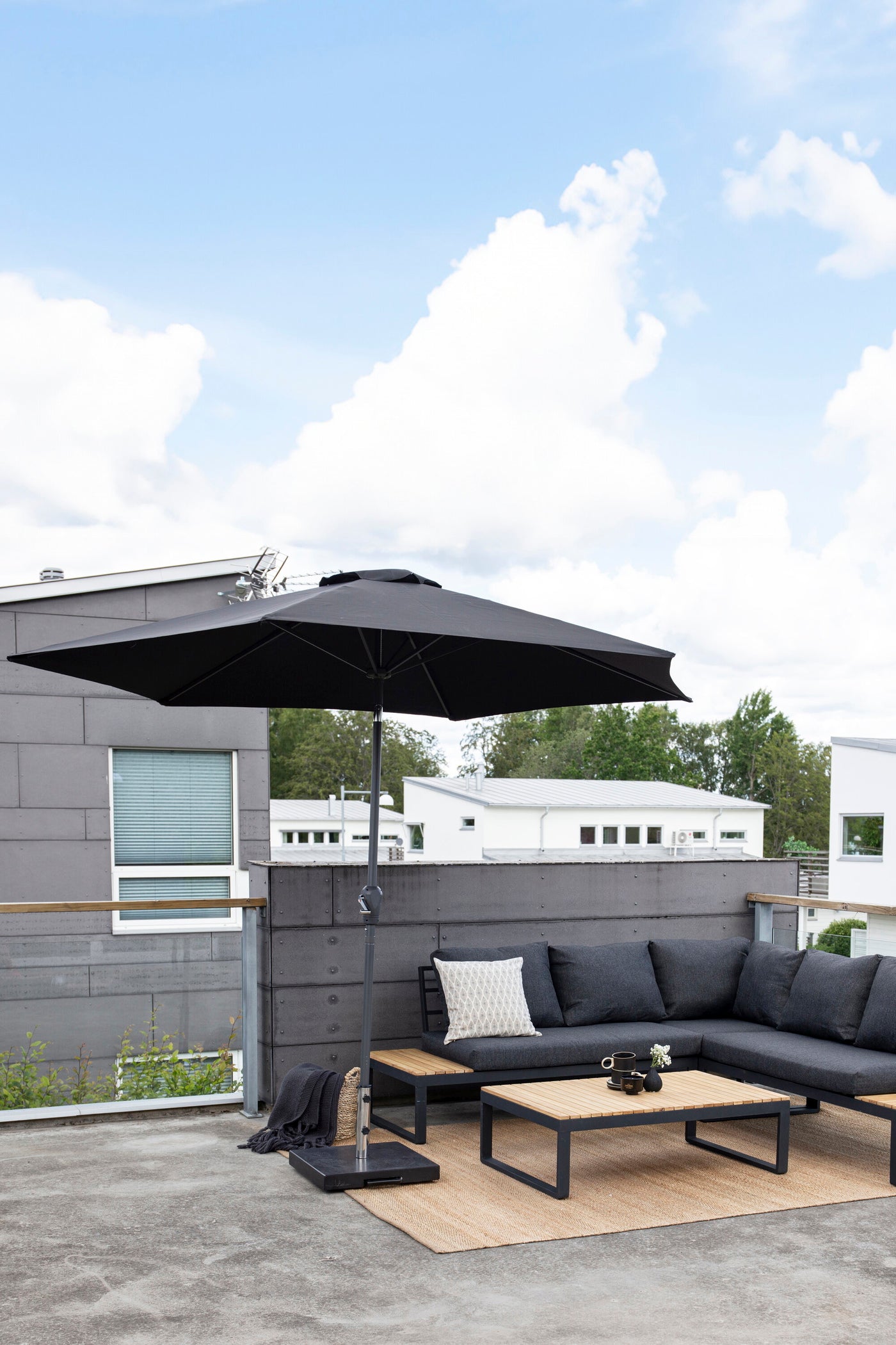 FjÃ´rd - Parasol Zwart 3m - Stof - Leeds