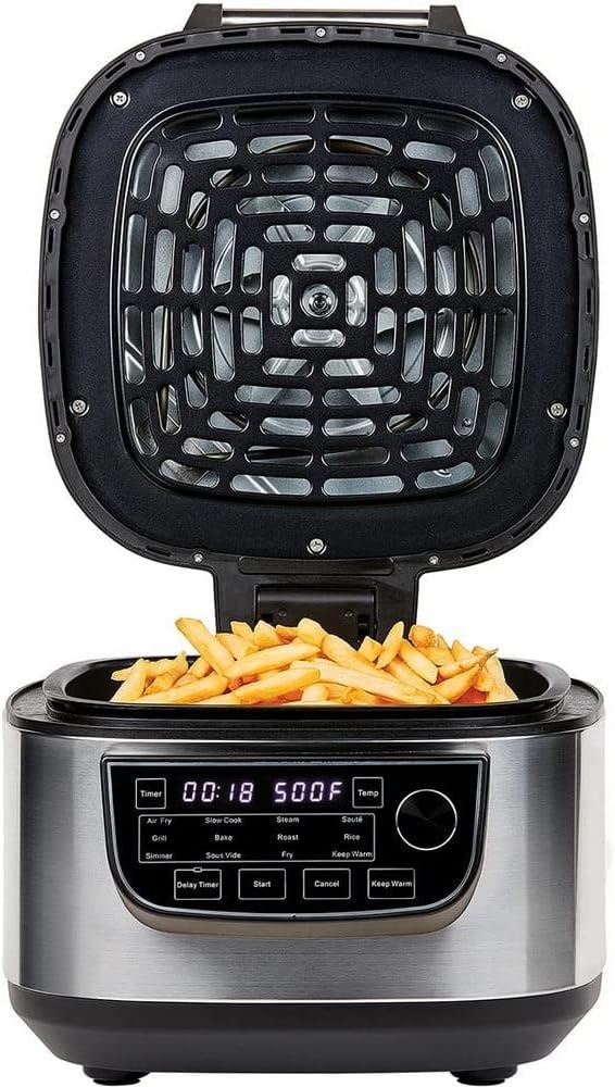 PowerXL MultiCooker 12-in-1 Multikocher mit Airfryer- & Warmhaltefunktion - Heißluftfritteuse, Backofen, Bratpfanne & Reiskocher uvm. - Multifunktionskocher mit 12 Programmen - 5,7L Fassungsvermögen