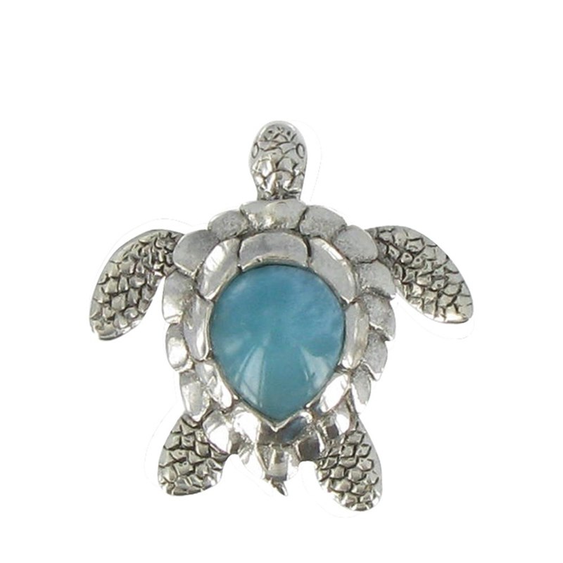 Pendentif Tortue Argent et Larimar