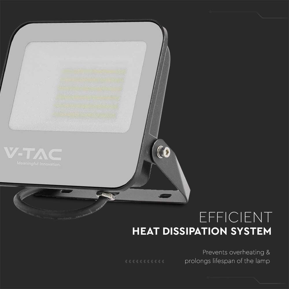 V-TAC VT-4456 - Zwarte LED-schijnwerper - 185lm/w - IP65 - 50W - 9250 lumen - 6500K