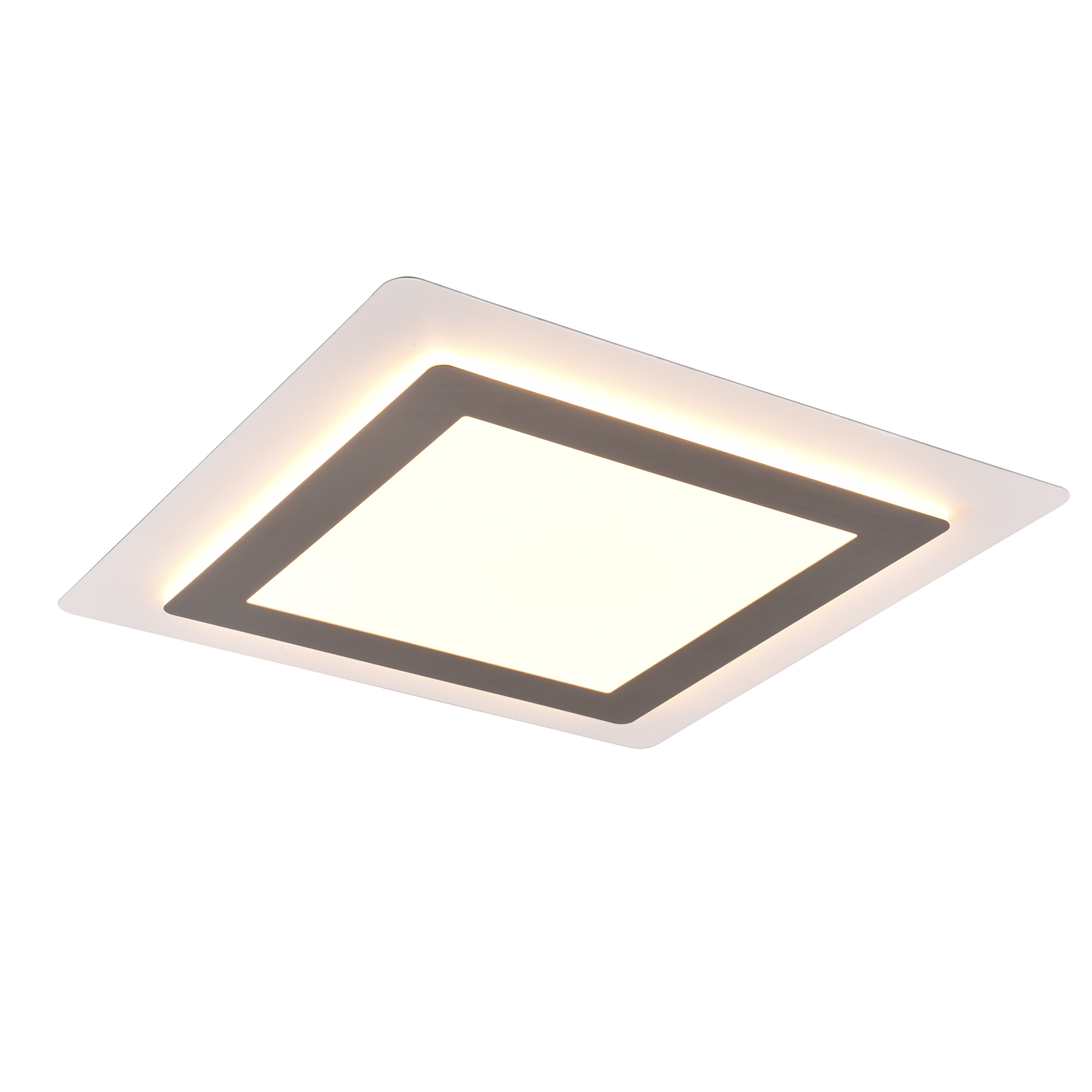 LED-Deckenleuchte - nickelfarben-weiß matt - mit Nachtlicht