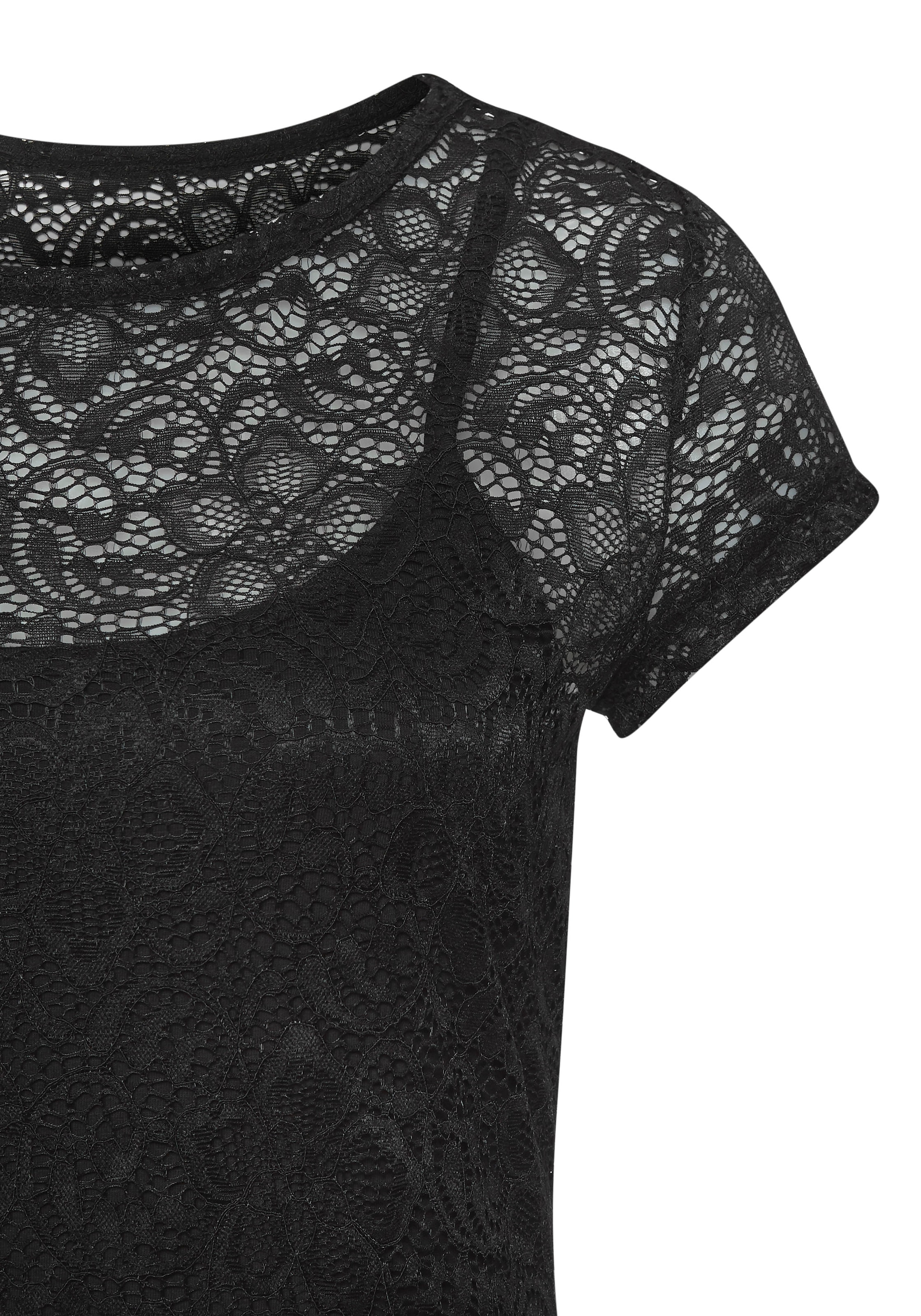 LASCANA Spitzenshirt, +Toper Packung, mit Blumenmuster