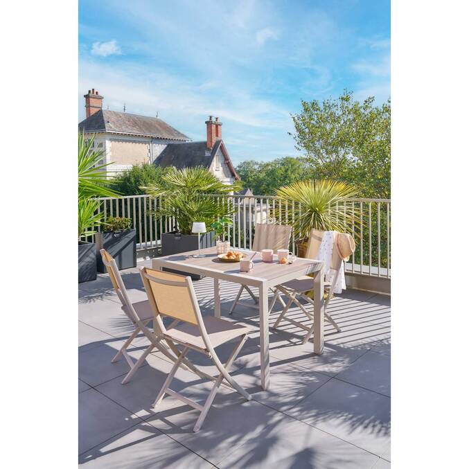 Lot de 4 chaises de jardin pliantes ESSENTIA Lin & Argile