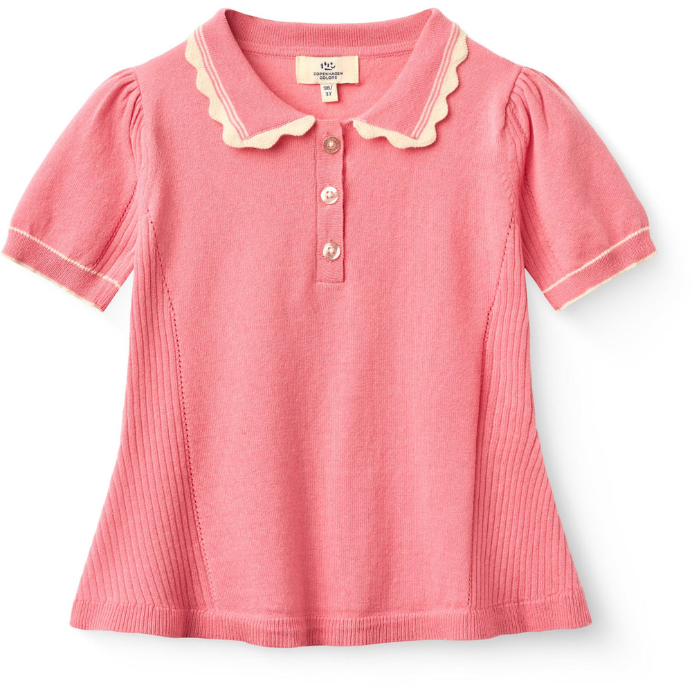 Køb COPENHAGEN COLORS Pink Comb. Strikket Peplum Bluse