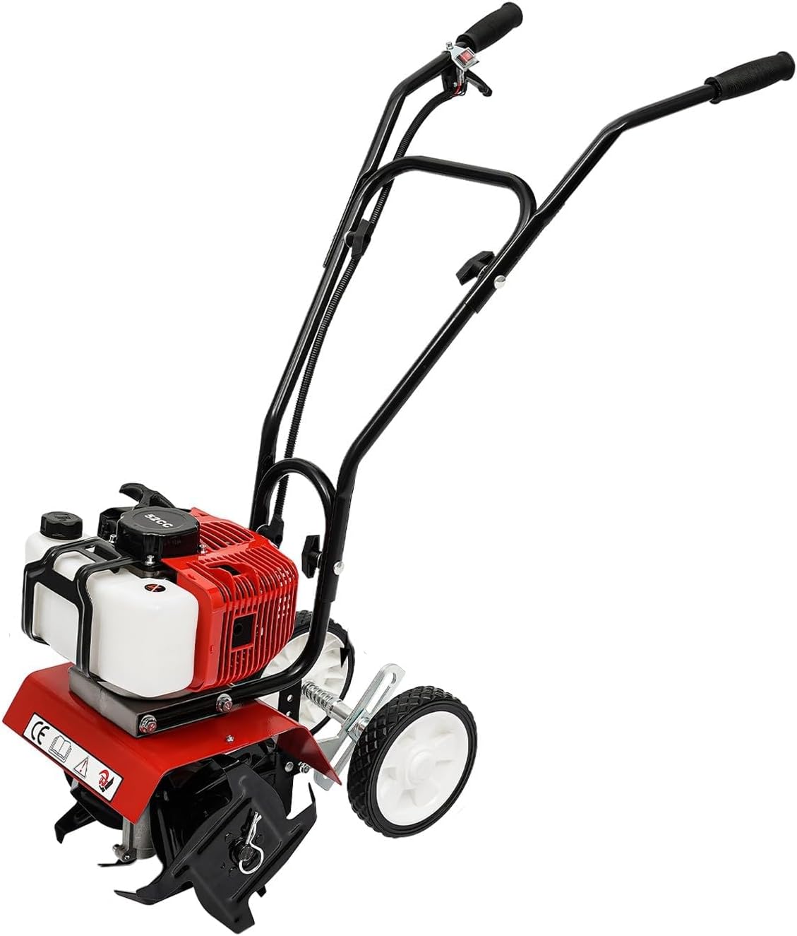52CC 2-Takt Gartenfräse Motorhacke, 1.9KW Gartenfräse Benzin Kultivator Bodenhacke Bodenfräse Fräse, Benzin-Bodenbearbeitungsmaschine Motorhacke Radantrieb Ackerfräse Bodenfräse Kultivator